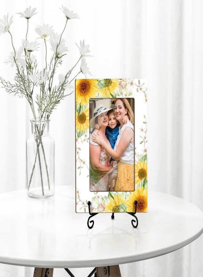 LWBEO Sunflower Picture Frame, Wooden Family Photo Frame Gift - 4x6 Vertical Stand - Perfect For Tabletop -37 - Image 5